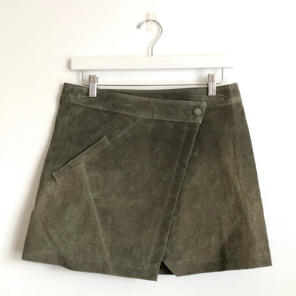 Blank NYC Olive Green Suede Mini Skirt